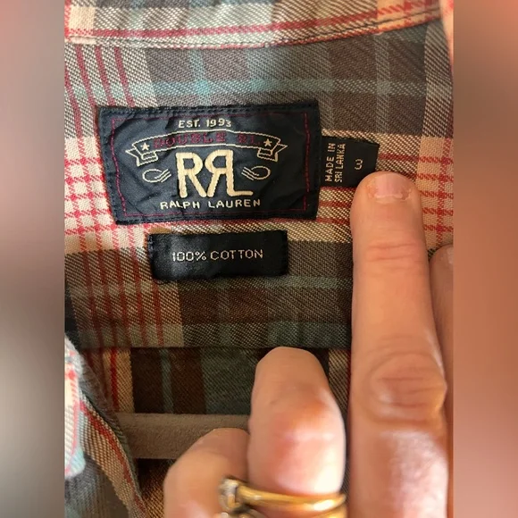 RRL Vintage Ralph Lauren Multicolor Plaid Cotton Shirt size 3 Medium - Picture 2 of 14